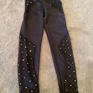 Black dance pants with glitter spots, youth medium, Capezio
